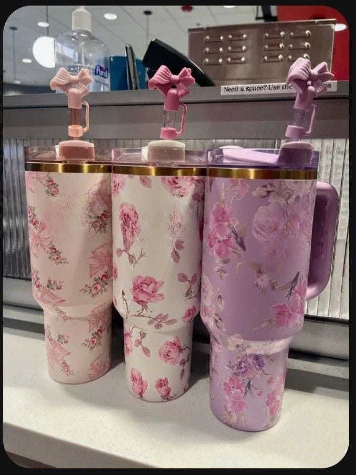 Floral Print Thermo Tumbler with Handle - Image 3