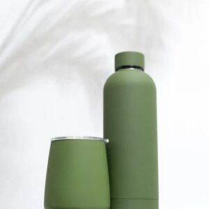 Two-Piece Insulated Drinkware Set - Stainless Steel Water Bottle and Stemless Tumbler with Matte Finish