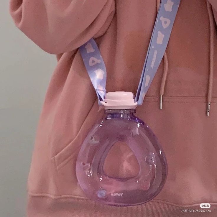 Trendy Portable Sling Water Bottle - Unique Doughnut/Pear Shaped BPA-Free Plastic Bottle with Adjustable Carrying Strap (Purple) - Image 2
