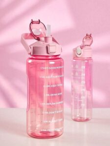 Large Capacity Motivational Water Bottle with Time Markers - BPA-Free Gradient Sport Jug with Flip-Top Lid and Handle