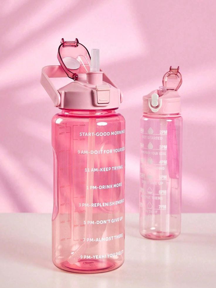 Large Capacity Motivational Water Bottle with Time Markers - BPA-Free Gradient Sport Jug with Flip-Top Lid and Handle