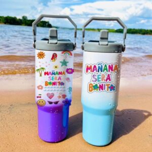 Insulated Tumbler - Stainless Steel Travel Mug with Carry Handle, Flip Cap, and Fun Graphics