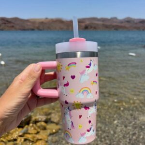 Adventure Fun Kids Insulated Tumbler - 30oz Stainless Steel Children's Travel Mug with Playful Prints, Handle, and Spill-Proof Straw Lid