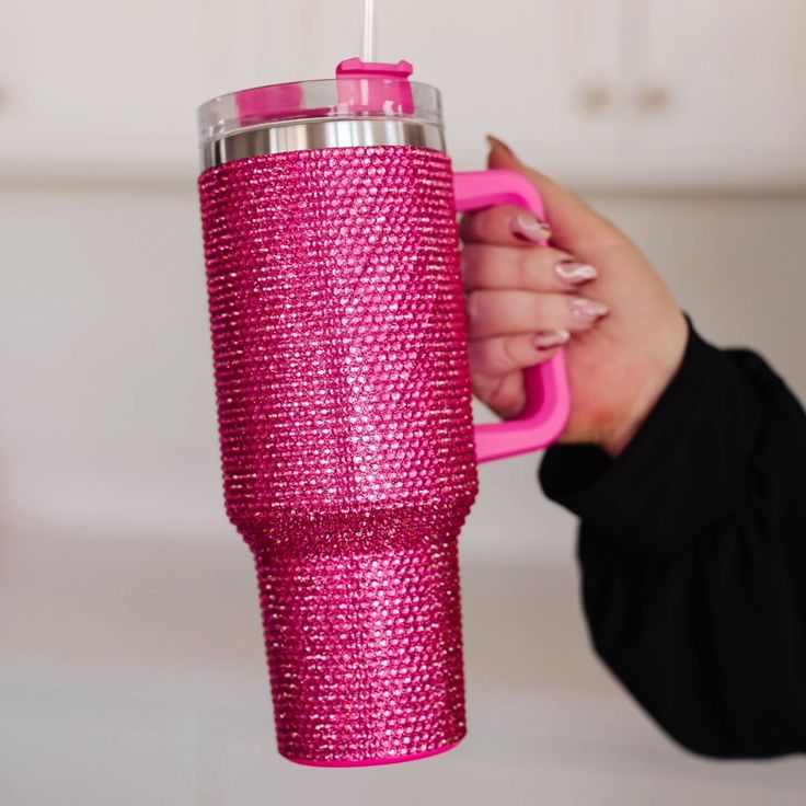 Revandora™ Bling Series Insulated Tumbler - Large Capacity Rhinestone Water Cup with Sturdy Handle and Leak-Proof Straw Lid (Shine Collection) - Image 2