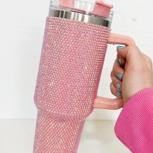 Revandora™ Bling Series Insulated Tumbler - Large Capacity Rhinestone Water Cup with Sturdy Handle and Leak-Proof Straw Lid (Shine Collection)