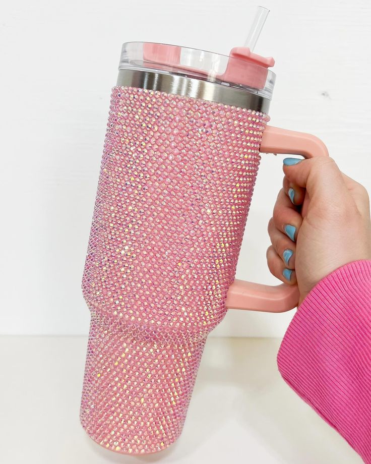 Revandora™ Bling Series Insulated Tumbler - Large Capacity Rhinestone Water Cup with Sturdy Handle and Leak-Proof Straw Lid (Shine Collection)