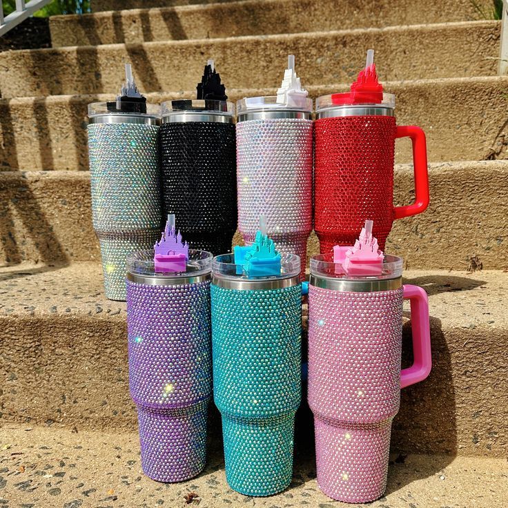 Revandora™ Bling Series Insulated Tumbler - Large Capacity Rhinestone Water Cup with Sturdy Handle and Leak-Proof Straw Lid (Shine Collection) - Image 4