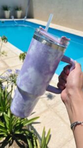 Travel Tumbler with Marble/Tie-Dye Print