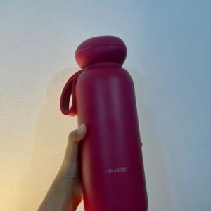 Minimalist Two-Tone Insulated Water Bottle - Rounded Base Stainless Steel Flask with Carry Loop (Olive Green)